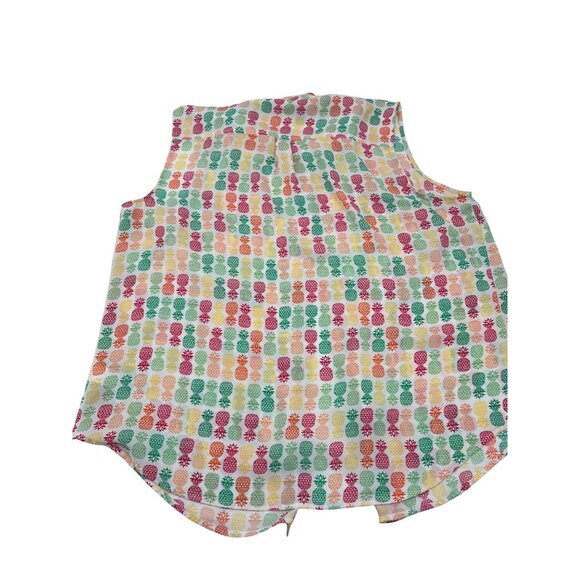 Talbots Women's Sleeveless Button-Front Pineapple Print Blouse XL Multicolor Lig - Picture 5 of 5